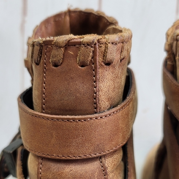 Dingo Western Boho 90's Leather Buckle Ankle Cowgirl Heeled Booties Brown 7M - Picture 8 of 16